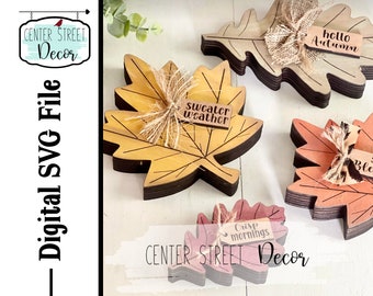 Fall Leaves SVG File Chunky Shelf Sitters Leaf