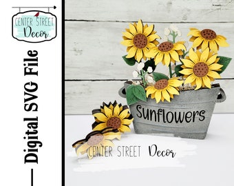 Chunky Sunflower SVG File Tiered Tray Decor
