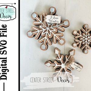 Snowflakes Set 2 Shelf Sitter SVG Laser File Home Decor