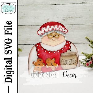 Mrs Clause Shelf Sitter SVG File Tiered Tray