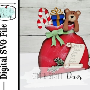 Santa&#39;s Bag Shelf Sitter SVG File Tiered Tray