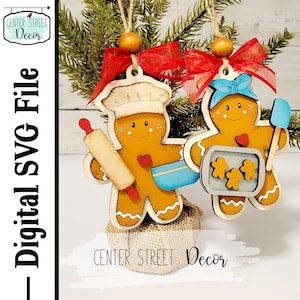Gingerbread Baking Cookies Christmas Ornament SVG Laser File