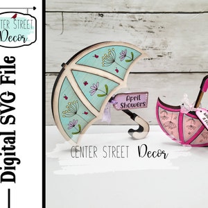 Umbrella Wildflowers Shelf Sitter SVG File