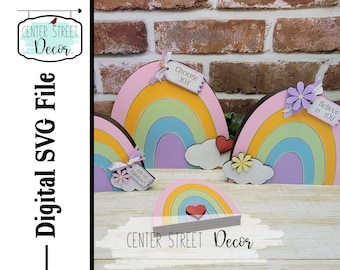 Rainbow Chunky Shelf Sitter SVG File tiered tray