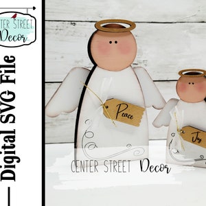 Christmas Angel Chunky Shelf Sitter SVG Laser File Wings