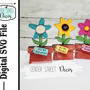 Flower Pots Daisy Shelf Sitter SVG File