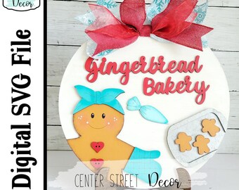 Gingerbread Girl Bakery Sign SVG Laser File