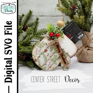 Mitten Gift Card Holder Ornament SVG Laser File Digital Download