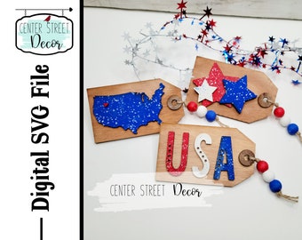 USA Tiered Tray Tags SVG File