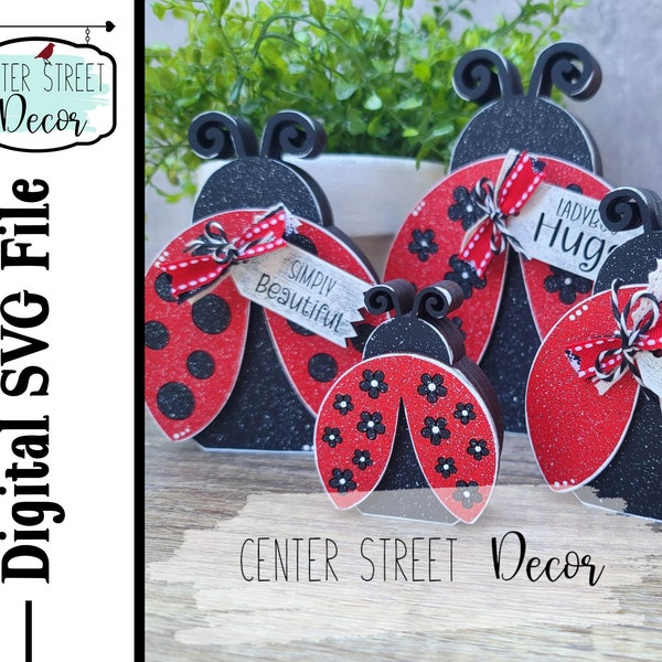 Chunky Ladybug Shelf Sitter SVG File Home Decor