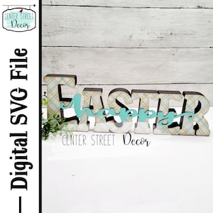 Happy Easter Chunky Word Shelf Sitter SVG File