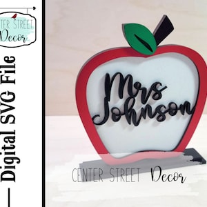 Teacher Personalized SVG File Name Apple