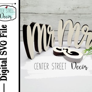 Mr & Mrs Wedding Phrase SVG File Shelf Sitter