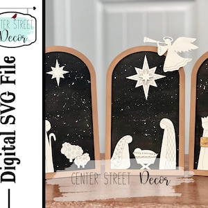 Nativity Scene Panels SVG File Religious Christmas Decor
