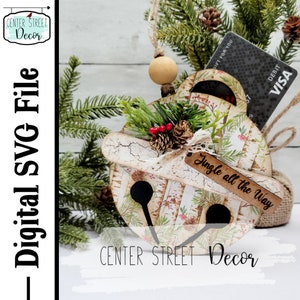 Christmas Gift Card Holder Ornament Jingle Bell SVG File Digital Download
