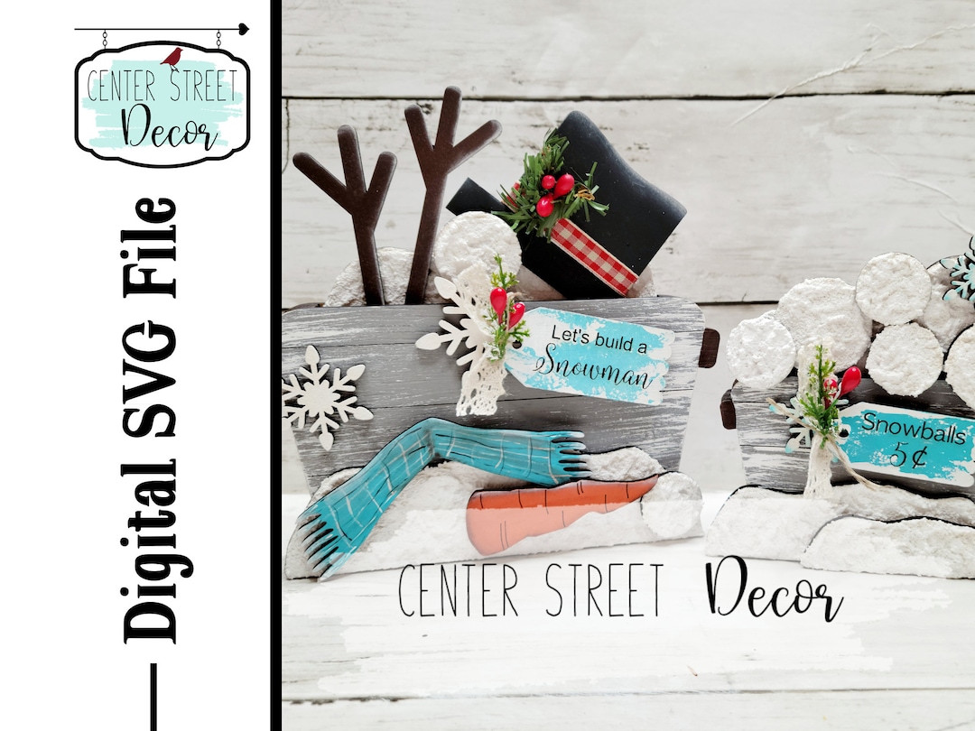 Snowball Bucket Snowman SVG Laser File - Etsy