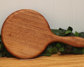 Hand Held Mirror, Mahogany 6" Beveled Glass Mirror