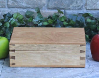 Memory Box, Dovetail Box, Handcrafted White Oak Keepsake Box, 197+