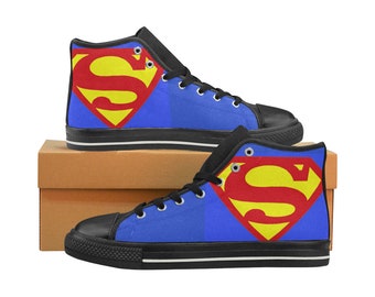 Superman von Hand bemalt Converse Schuhe, niedrige Tops, handgefertigte Schuhe, Superhelden Logo, DC Helden, DC Comics Schuhe Superman von Hand bemalt Converse Schuhe, niedrige Tops, handgefertigte Schuhe, Superhelden Logo, DC Helden, DC Comics Schuhe