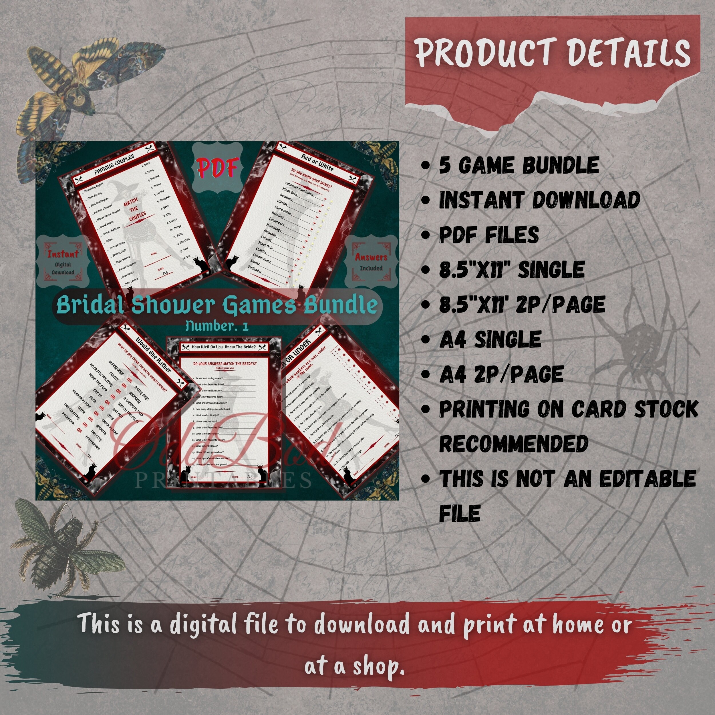 Halloween Witch Theme Bridal Shower Printable Games Bundle Etsy