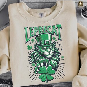 St Patricks Day png Shamrock Irish Shirt Retro Cat Design Green Lucky Clover Funny St Pattys Day Sublimation Leprecat Instant Download png