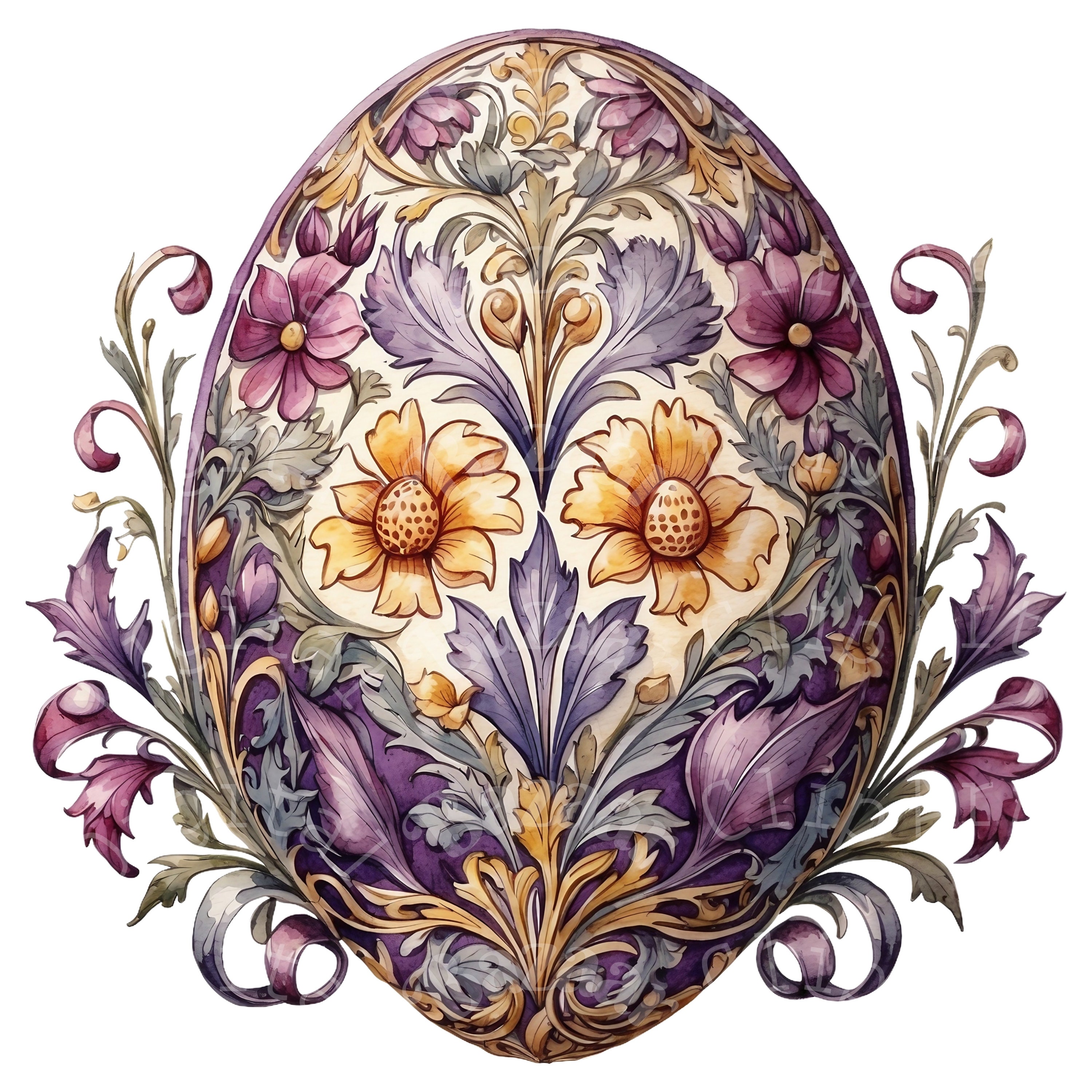 Easter Egg Clipart Bundle, Spring Floral Easter Bunny Images, PNG ...