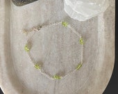 Dainty Peridot Ankle Bracelet, Crystal Anklet, August Birthstone Jewelry, Summer Jewelry