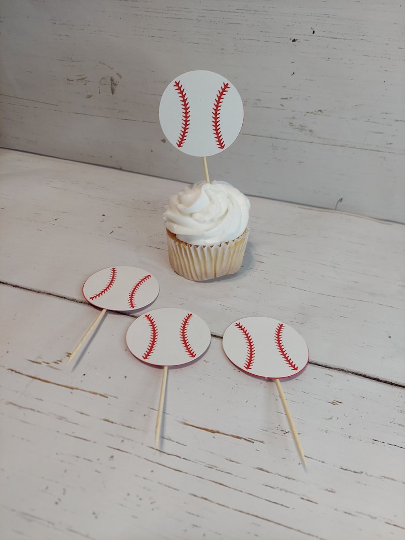 Baseball Cupcake Toppers, Baseball Theme Party Decor, Sports Party