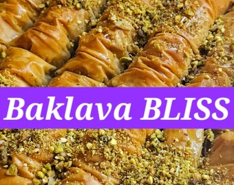 BAKLAVA Pastries,Sweetness Easter Gift, Mediterranean,DESSERTS Bakery Treats, Turkish Baklava, Walnut with Pistachio Gift