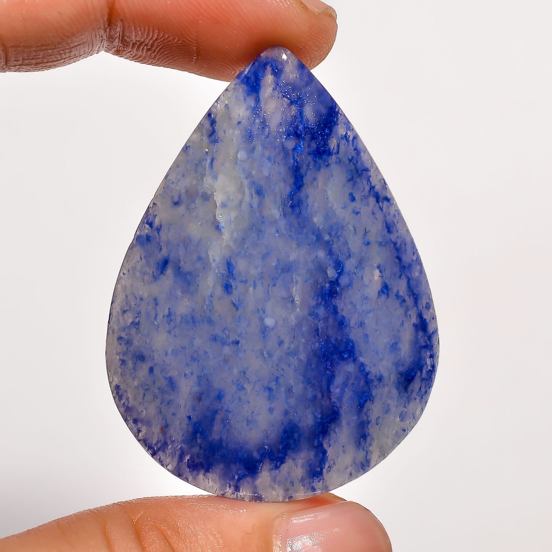 Natural Blue Quartz Gemstone Pear Shape 52.50 Cts A Quality Etsy