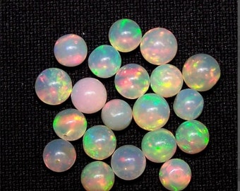 4pcs 9 To 8MM Ethiopian Opal Cabochon, Opal Round Shape, Ethiopian Opal Gemstone, Opal Loose Gemstone, Multi Fire Opal, Opal Cabochon U-9