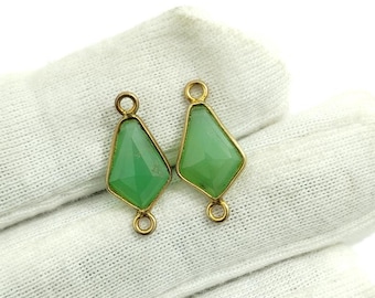 Natürlicher Chrysopras Anhänger Edelstein / Gold Galvanik / Schöner Chrysopras Charme Anhänger Schmuck / Geschenk für Freundin / J-162