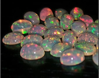 4pcs 10x7MM Ethiopian Opal Cabochon, Opal Oval Shape, Ethiopian Opal Gemstone, Opal Loose Gemstone, Multi Fire Opal, Opal Cabochon U-5