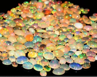 30 pcs 9x6 To 7x5MM Ethiopian Opal Cabochon, Opal Oval Shape, Ethiopian Opal Gemstone, Opal Loose Gemstone, Multi Fire Opal, Opal Cabochon