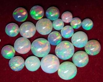 9x9 To 7x7MM Natural Ethiopian Opal Cabochon, Opal Round Shape, Ethiopian Opal Gemstone, Opal Loose Gemstone, Multi Fire Opal, Opal Cabochon