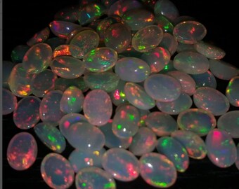 4pcs Natural Ethiopian Opal Cabochon, Opal Oval Shape, Ethiopian Opal Gemstone, Opal Loose Gemstone, Multi Fire Opal, Opal Cabochon U-3