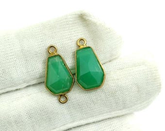 Natürlicher Chrysopras Anhänger Edelstein / Gold Galvanik / Schöner Chrysopras Charme Anhänger Schmuck / Geschenk für Freundin / J-163