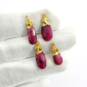 Ruby Pendant/Gold Plated Ruby Pendant/Pear Faceted Pendant/Boho Charm Jewelry Christmas Gift/For Making Pendant And Necklace/13x7 To 24x7mm