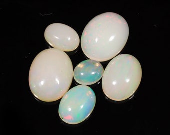 Top Grade Quality Ethiopian Opal Gemstone Oval Shape Ethiopian Opal Cabochon Loose Gemstone Lot For Making Jewelry 4.50 Ct 5X4X2-9X7X4 MM