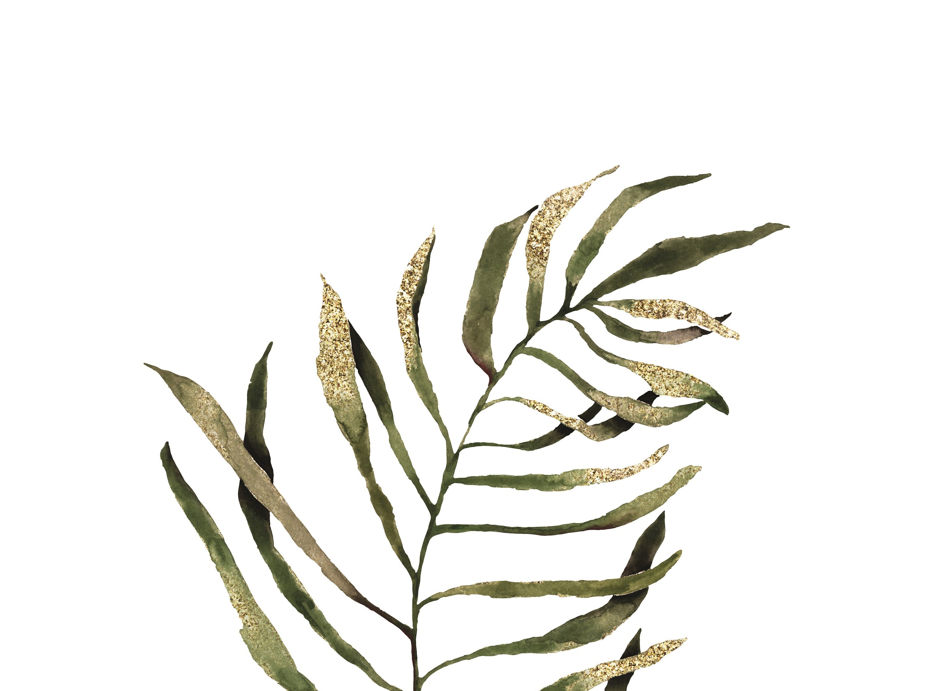 Set of 3 PrintsLeaf with Gold Printable Wall ArtWatercolor Etsy