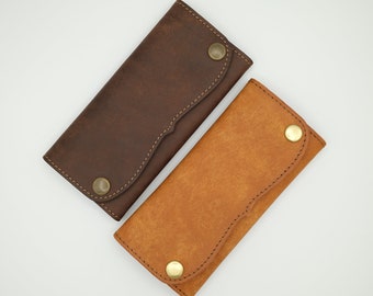 Cartera de mujer con botones - Cartera de piel - Cartera de piel hecha a mano