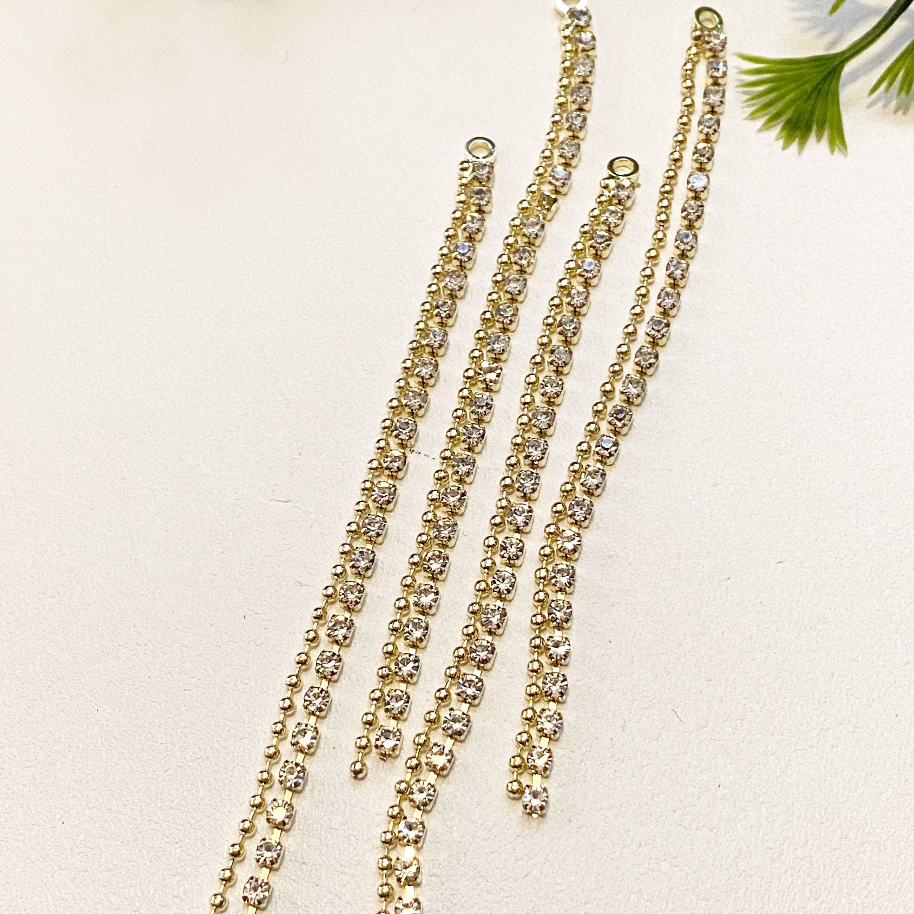Gold Rhinestone Chains 74mm 10pcs Etsy