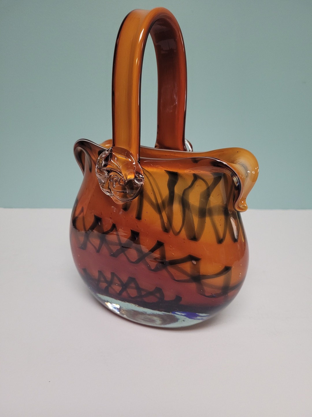 art-glass-purse-handblown-pocketbook-vintage-glass-amber-orange-and