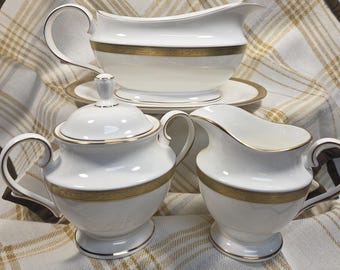 Lenox Landmark Gold Gravy Boat and Underplate or Creamer and Covered Sugar Classics Collection