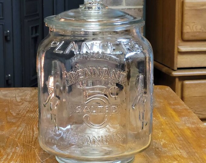 Planters Peanut Pennant Glass 5 Cent Jar, Vintage Etsy