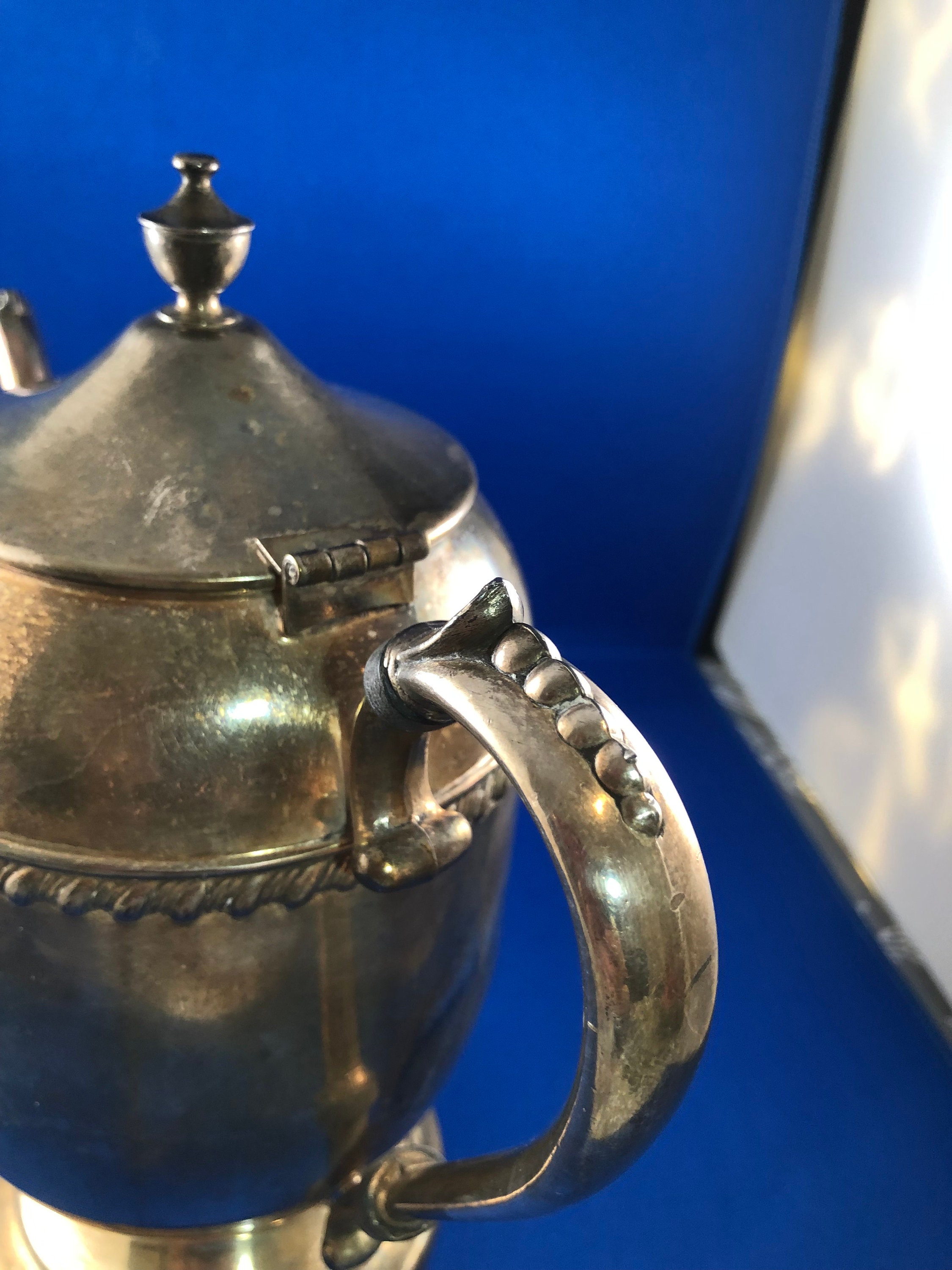Vintage SHERIDAN Silver on Copper Teapot With Lid, Silver-plate