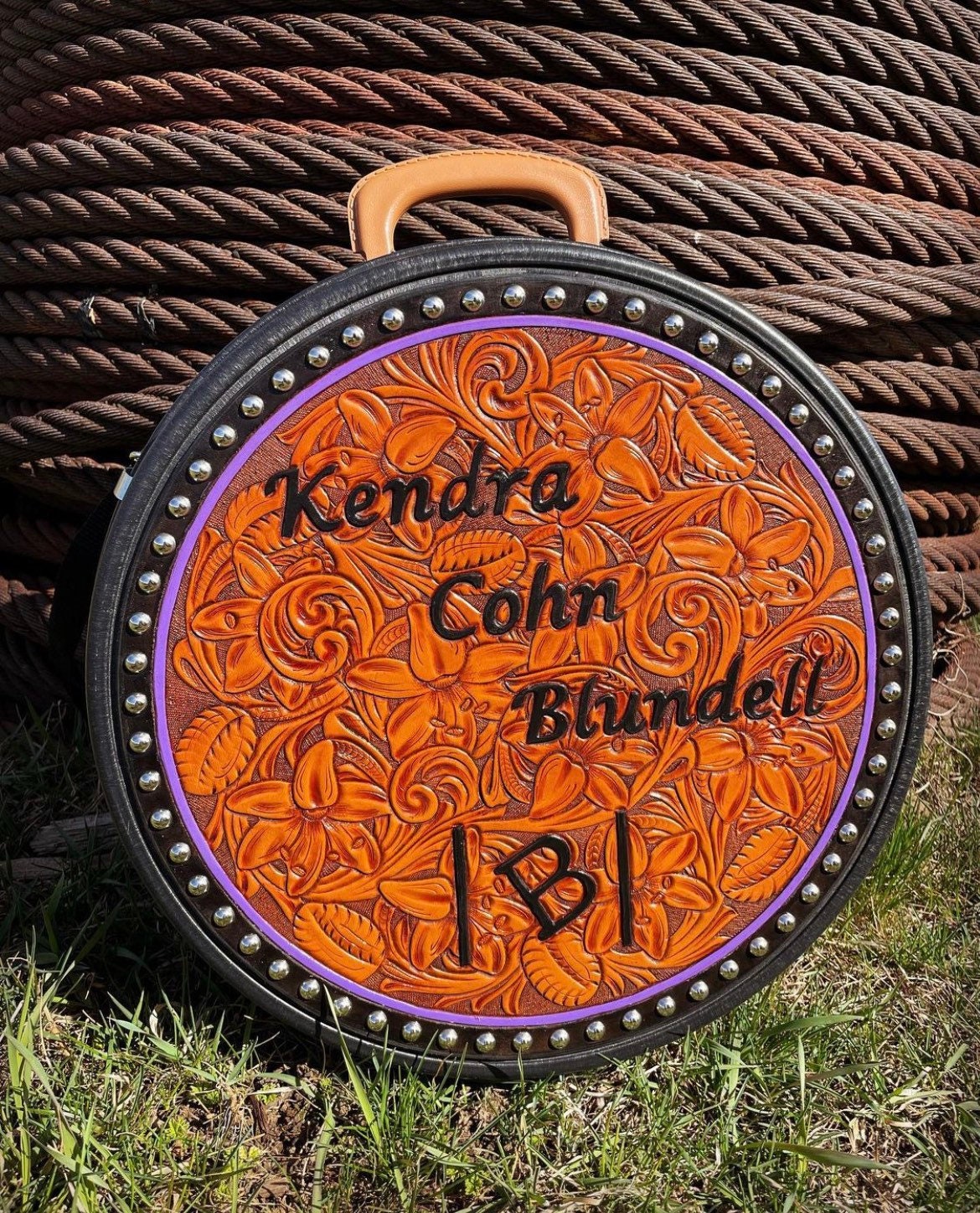Custom Tooled Leather Rope Cans 