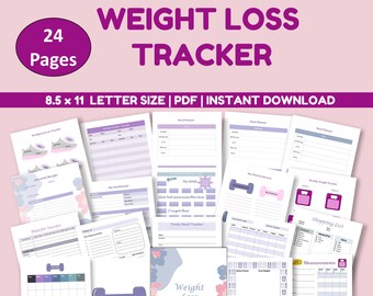 Weight Loss Tracker Printable, Weight Loss Journal Printable, Weight Loss Chart, Weight Loss Tracker PDF, Weight Loss Planner, Lose Weight