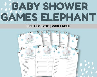 Elephant Baby Shower Game, Shower Games Bundle, Baby Games Package, Zoo Baby Shower, Pink Elephant Games, Baby Games Pack, Baby Shower Bingo