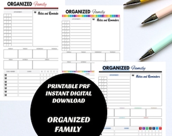 Family Organizer, Family Chore Chart, Kids Chore Chart, Appointments, Family Planner, 3- 8.5x11 Printable PDF Set - Instant Digital Download